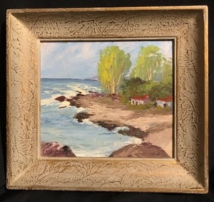 Hand painted impressionist oil on artist board by CA. listed artist Charles Alfred Weigel. Original period frame, signed lower left.